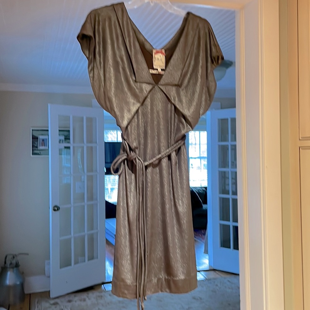 Yoana Baraschi silver metallic cocktail dress, size M.